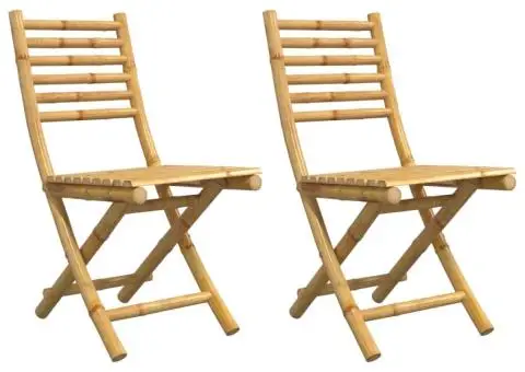 Scaune de grădină pliabile, 2 buc., 43x54x88 cm, bambus - 2/5