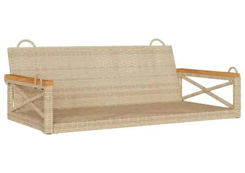 Bancă de balansoar, bej, 109x62x40 cm, poliratan - 2/5