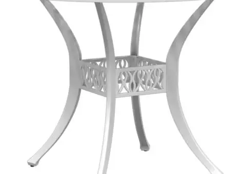 Set mobilier de grădină, 5 piese, alb, aluminiu turnat - 3/5