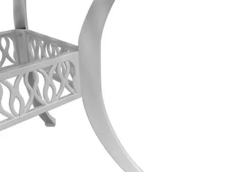 Set mobilier de grădină, 5 piese, alb, aluminiu turnat - 5/5