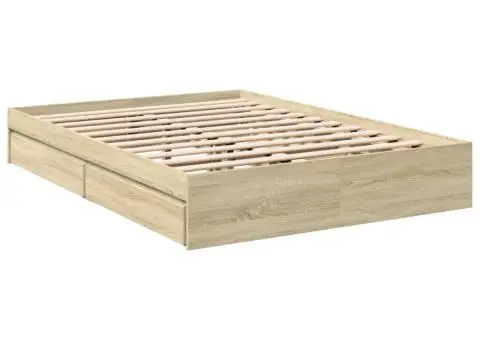 Cadru de pat cu sertare stejar sonoma 135x190 cm lemn prelucrat - 3/5