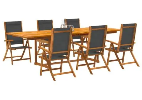 Set mobilier de grădină, 7 piese, lemn masiv acacia/textilenă - 1/5