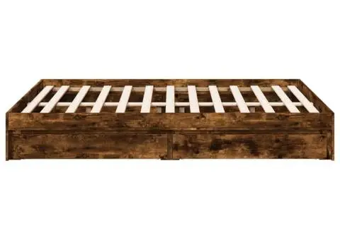 Cadru pat cu sertare stejar fumuriu 140x190 cm lemn prelucrat - 5/5