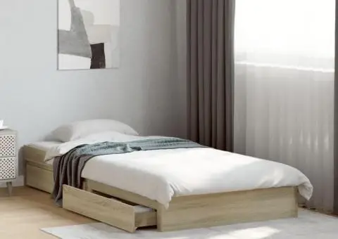 Cadru de pat cu sertare stejar sonoma 90x200 cm lemn prelucrat - 1/5