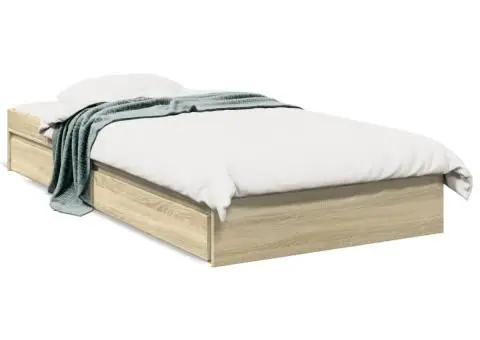 Cadru de pat cu sertare stejar sonoma 90x200 cm lemn prelucrat - 2/5
