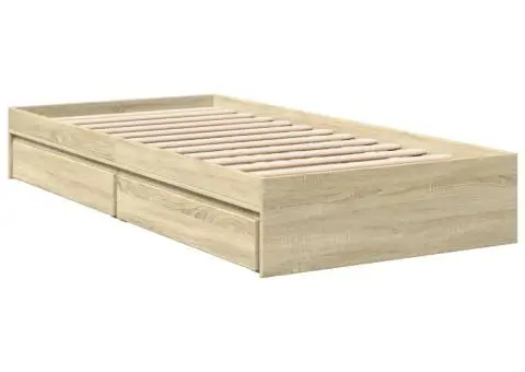 Cadru de pat cu sertare stejar sonoma 90x200 cm lemn prelucrat - 3/5