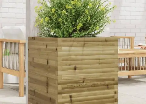 Jardinieră de grădină, 60x60x68,5 cm, lemn de pin impregnat - 1/5