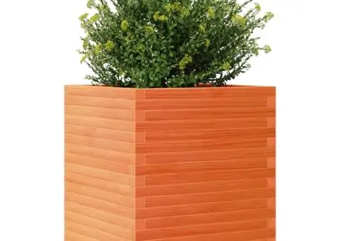 Jardinieră grădină, maro ceruit, 60x60x68,5 cm, lemn masiv pin - 4/5