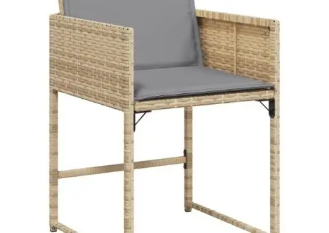 Set mobilier grădină cu perne, 13 piese, bej combinat poliratan - 5/5