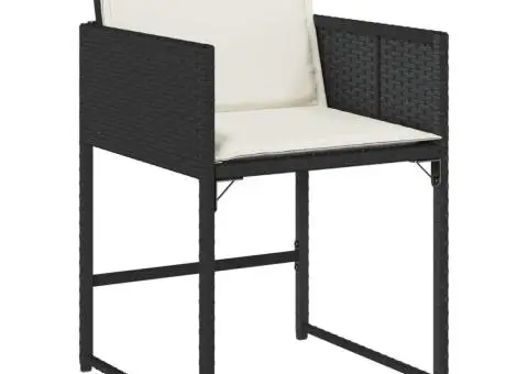 Set mobilier de grădină cu perne, 13 piese, negru, poliratan - 5/5