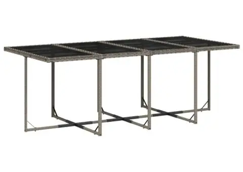 Set mobilier de grădină cu perne, 13 piese, gri, poliratan - 4/5