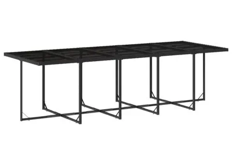 Set mobilier de grădină cu perne, 15 piese, negru, poliratan - 4/5