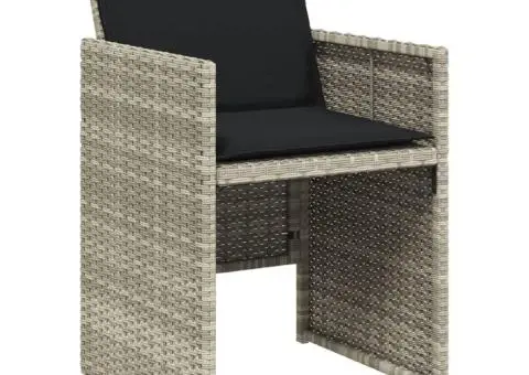 Set mobilier de grădină cu perne 11 piese gri deschis poliratan - 4/5