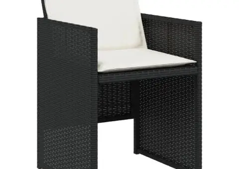 Set mobilier de grădină cu perne, 17 piese, negru, poliratan - 4/5
