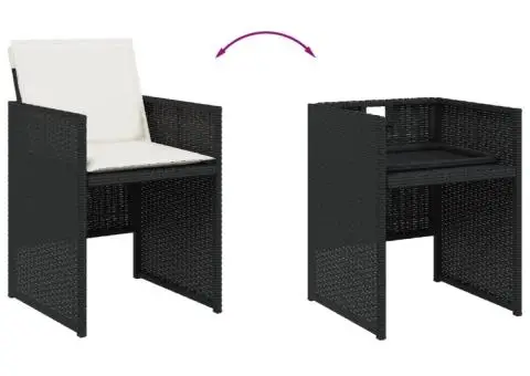 Set mobilier de grădină cu perne, 17 piese, negru, poliratan - 5/5