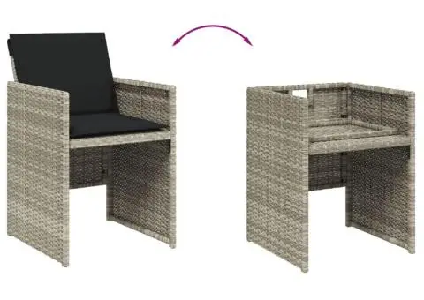 Set mobilier de grădină cu perne 17 piese gri deschis poliratan - 5/5