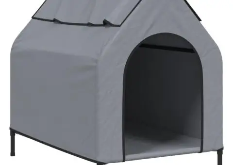 Casă pentru câini, gri deschis, țesătură Oxford și oțel - 2/5
