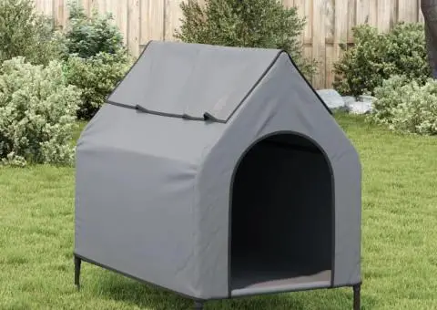 Casă pentru câini, gri deschis, țesătură Oxford și oțel - 3/5
