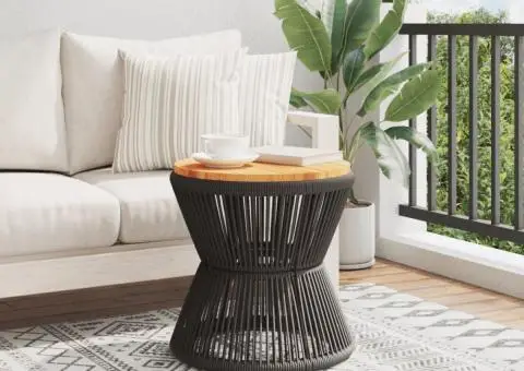 Măsuță cafea bază din sârmă negru Ø 45x44 cm, lemn masiv acacia - 3/5