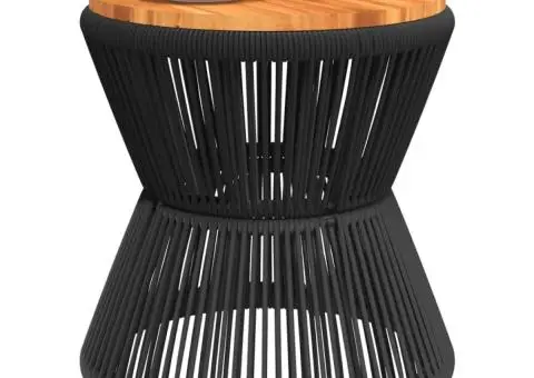 Măsuță cafea bază din sârmă negru Ø 45x44 cm, lemn masiv acacia - 4/5