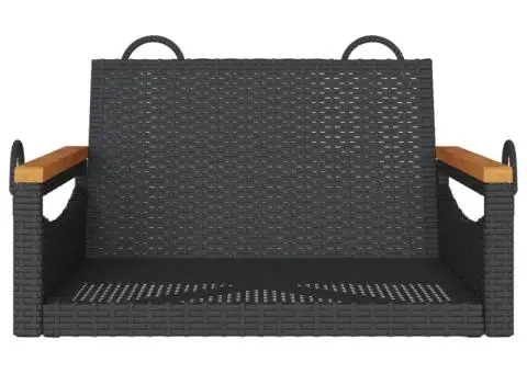 Bancă de balansoar, negru, 63x62x40 cm, poliratan - 4/5