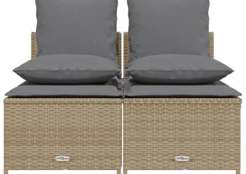 Set canapele de grădină, 4 piese, cu perne, bej, poliratan - 3/5