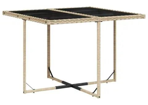 Set de masă pentru grădină, 9 piese, cu perne, bej, poliratan - 3/5