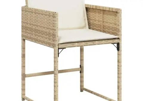 Set de masă pentru grădină, 9 piese, cu perne, bej, poliratan - 4/5