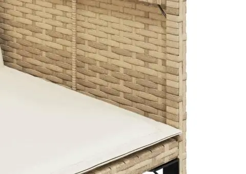 Set de masă pentru grădină, 9 piese, cu perne, bej, poliratan - 5/5