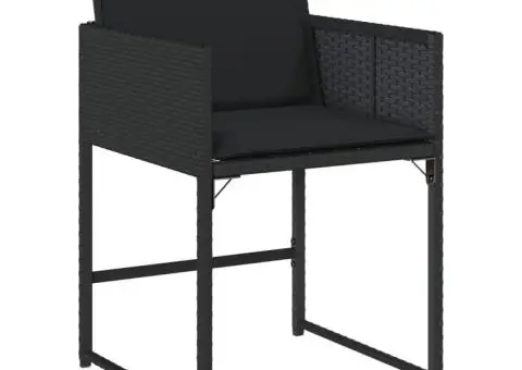 Set mobilier de grădină cu perne, 13 piese, negru, poliratan - 4/5