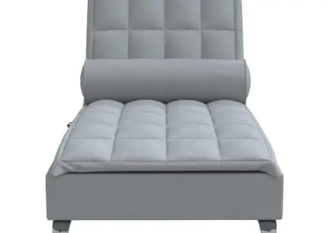 Șezlong de masaj cu sprijin, gri deschis, material textil - 4/5