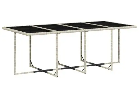 Set mobilier de grădină cu perne 13 piese gri deschis poliratan - 4/5