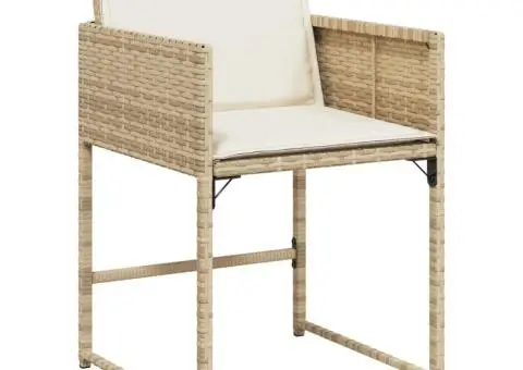 Set mobilier de grădină cu perne, 17 piese, bej, poliratan - 4/5