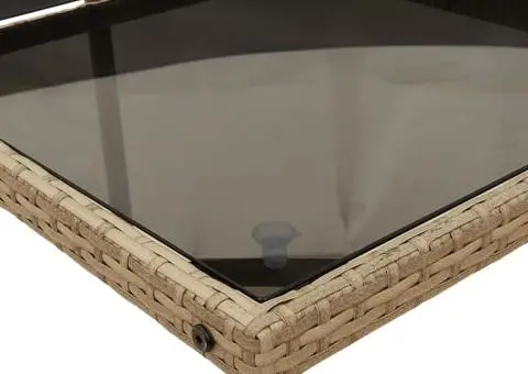 Set mobilier de grădină cu perne, 17 piese, bej, poliratan - 5/5