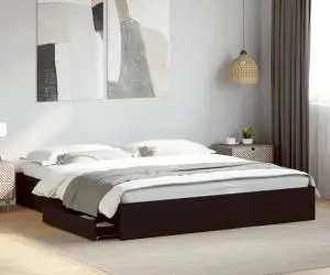 vidaXL Cadru de pat cu sertare, negru, 180x200 cm, lemn prelucrat