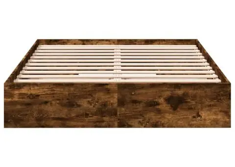 Cadru pat cu sertare stejar fumuriu 150x200 cm lemn prelucrat - 4/5