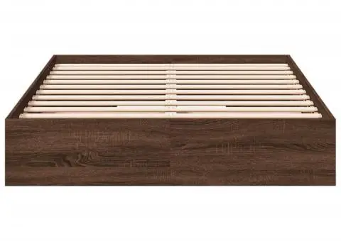 Cadru pat cu sertare stejar maro 120x190 cm lemn prelucrat - 4/5