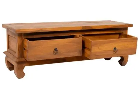 Comodă TV, 110 x 35 x 40 cm, lemn masiv de tec - 2/5