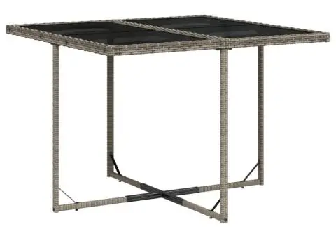 Set mobilier de grădină cu perne, 7 piese, gri, poliratan - 4/5