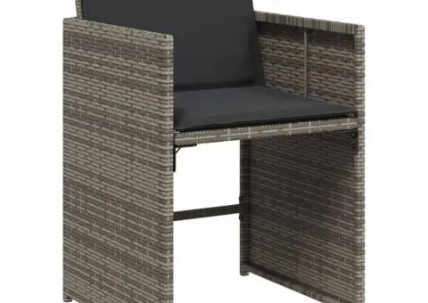 Set mobilier de grădină cu perne, 7 piese, gri, poliratan - 5/5