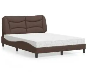 vidaXL Pat cu saltea, maro, 120x200 cm, piele ecologică