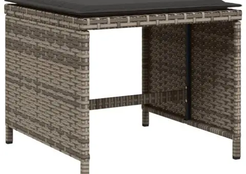 Set mobilier de grădină cu perne, 13 piese, gri, poliratan - 5/5