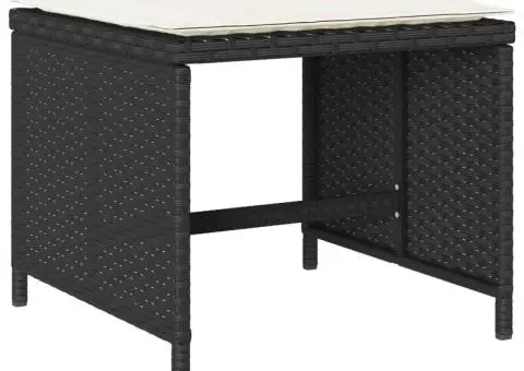 Set mobilier de grădină cu perne, 15 piese, negru, poliratan - 4/5