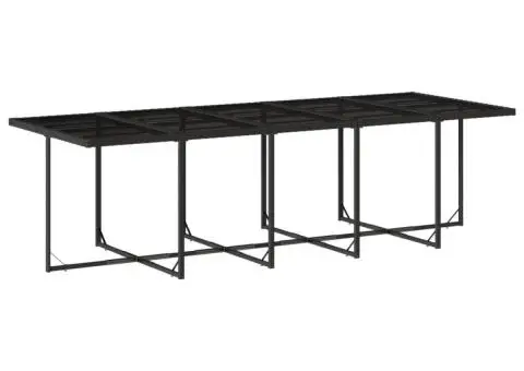 Set mobilier de grădină cu perne, 13 piese, negru, poliratan - 4/5