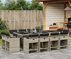 vidaXL Set mobilier de grădină cu perne 13 piese gri deschis poliratan