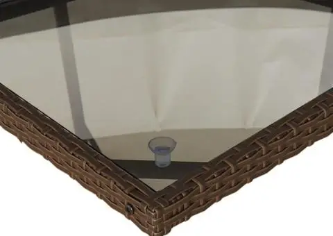 Set mobilier de grădină cu perne, 15 piese, maro, poliratan - 5/5