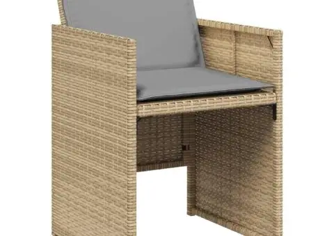 Set mobilier grădină cu perne, 13 piese, bej combinat poliratan - 5/5