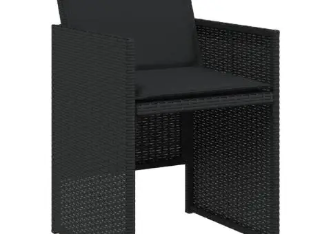 Set mobilier de grădină cu perne, 15 piese, negru, poliratan - 5/5