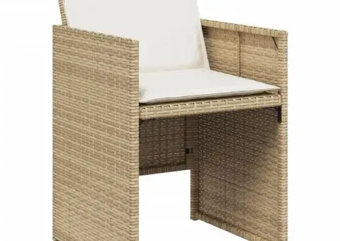 Set mobilier de grădină cu perne, 17 piese, bej, poliratan - 5/5