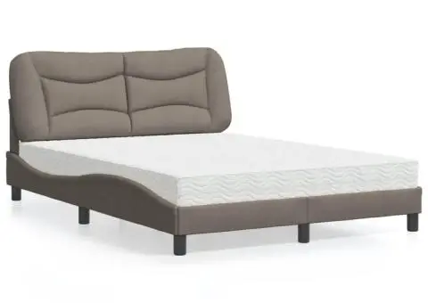 Pat cu saltea, gri taupe, 120x200 cm, textil - 1/5